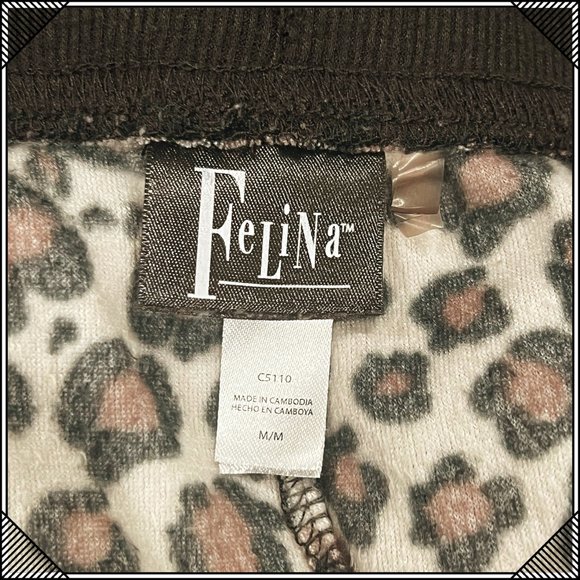 FELINA Velour/Fleece Cheetah Print Pajama Set - Size M - Picture 7 of 11
